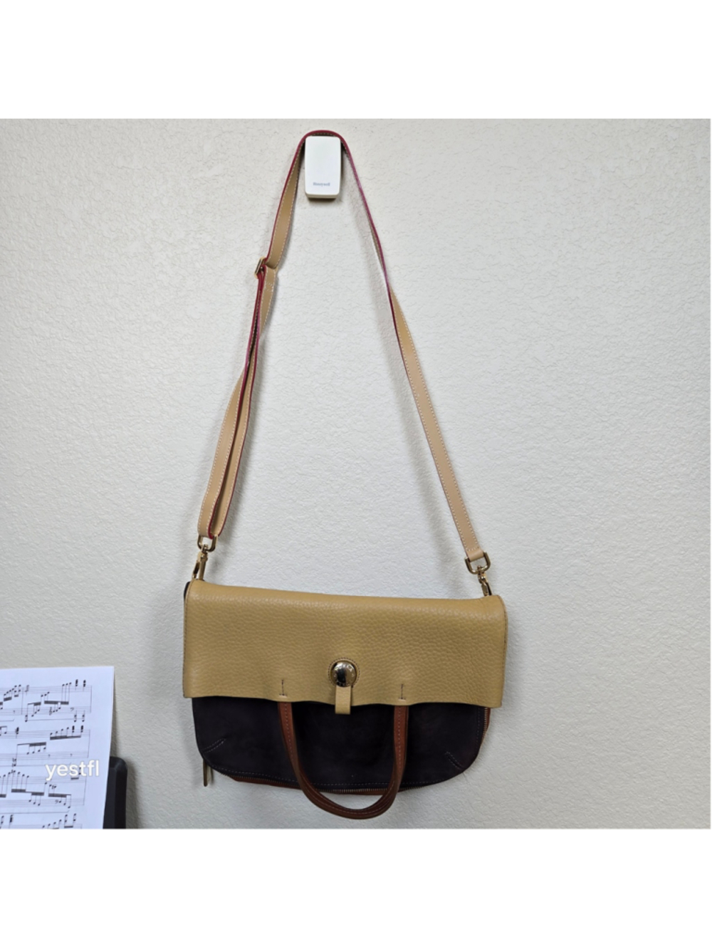 Furla Arcadia Convertible Leather & Suede Tote / Crossbody Bag